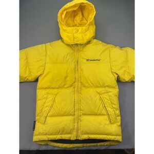 London Fog Boys' Heavyweight Down Puffer Jacket Winter Coat, Size M 5/6 Yellow